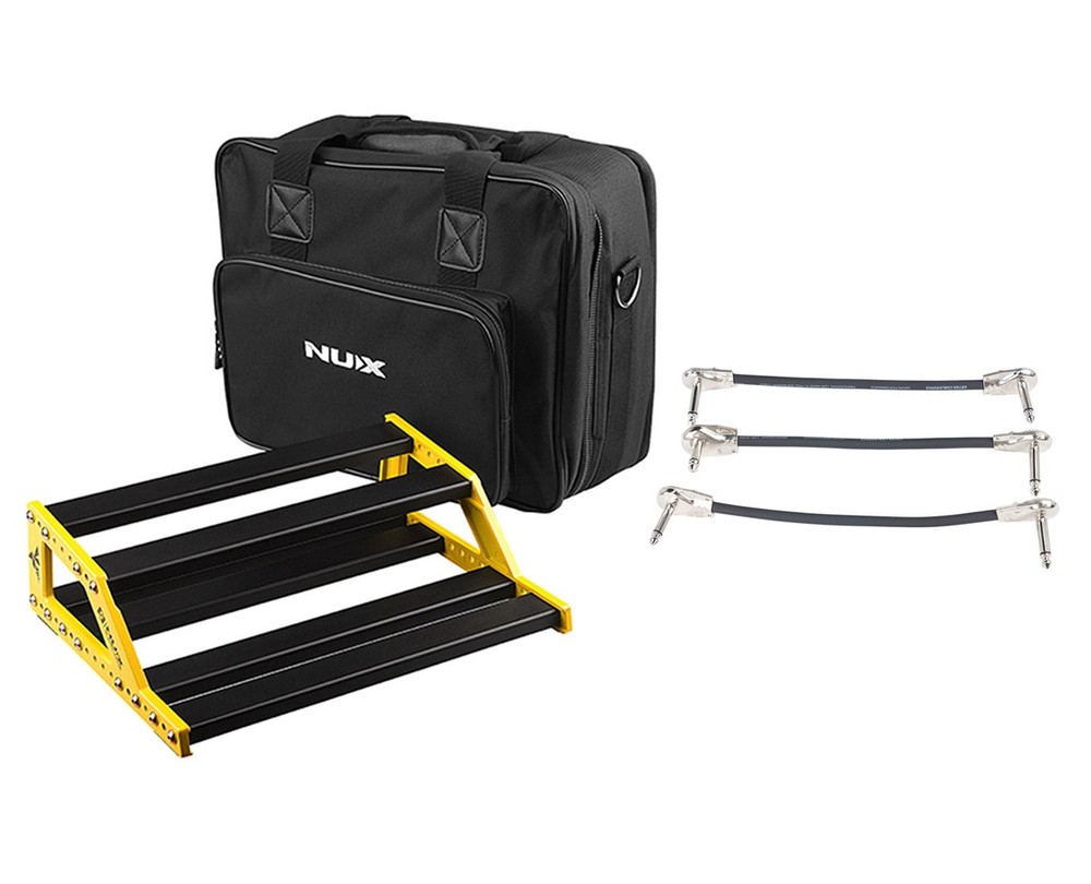 NUX Bumblebee Medium Pedalboard w/ Bag + Gator Patch Cable 3 Pack
