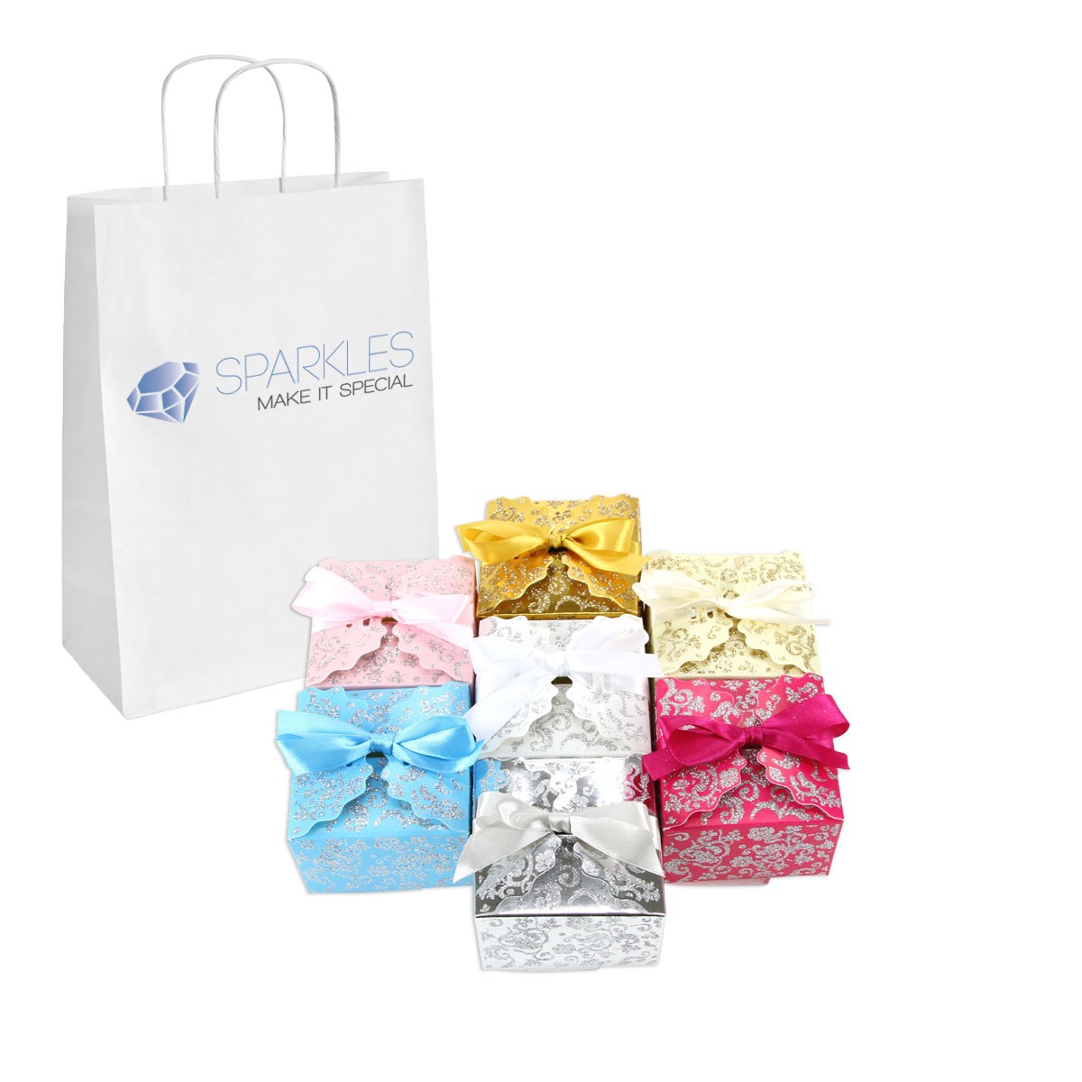 10 Fuchsia Silver Medium Ribbon Wedding Favor Gift Boxes Party Event Candy Box