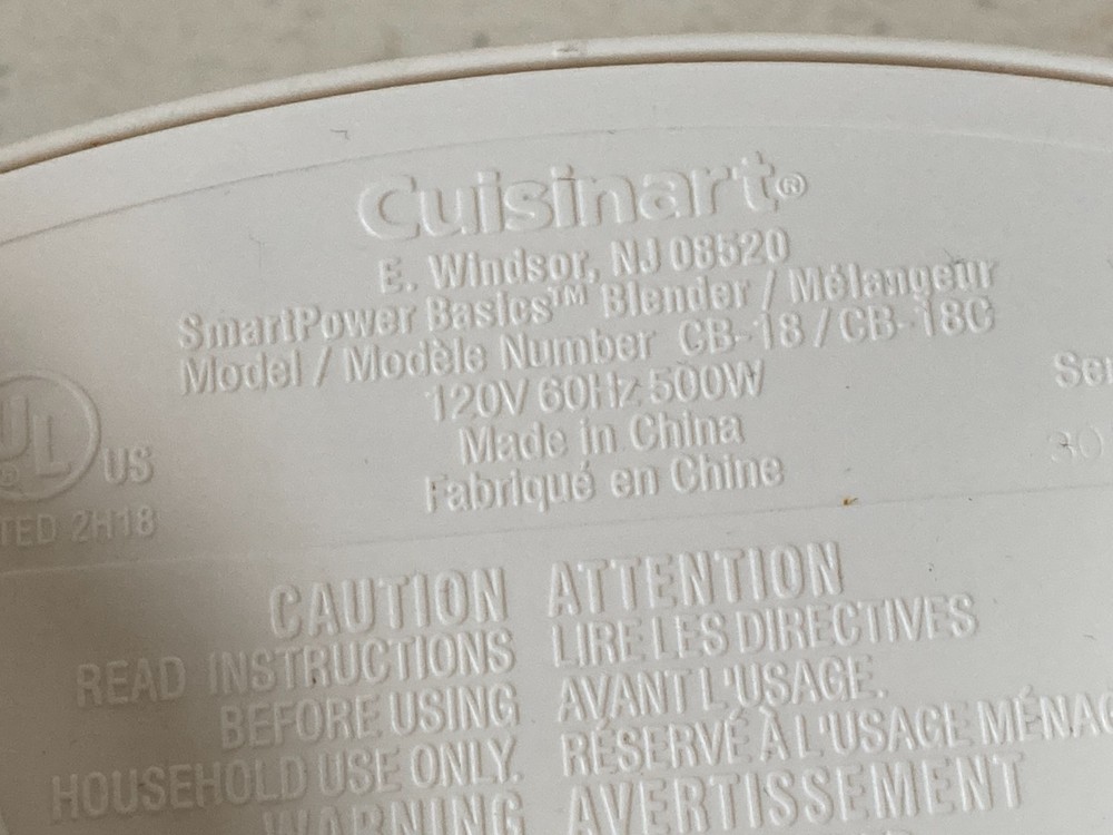 Cuisinart CB-18 Blender Base Only Tested Working