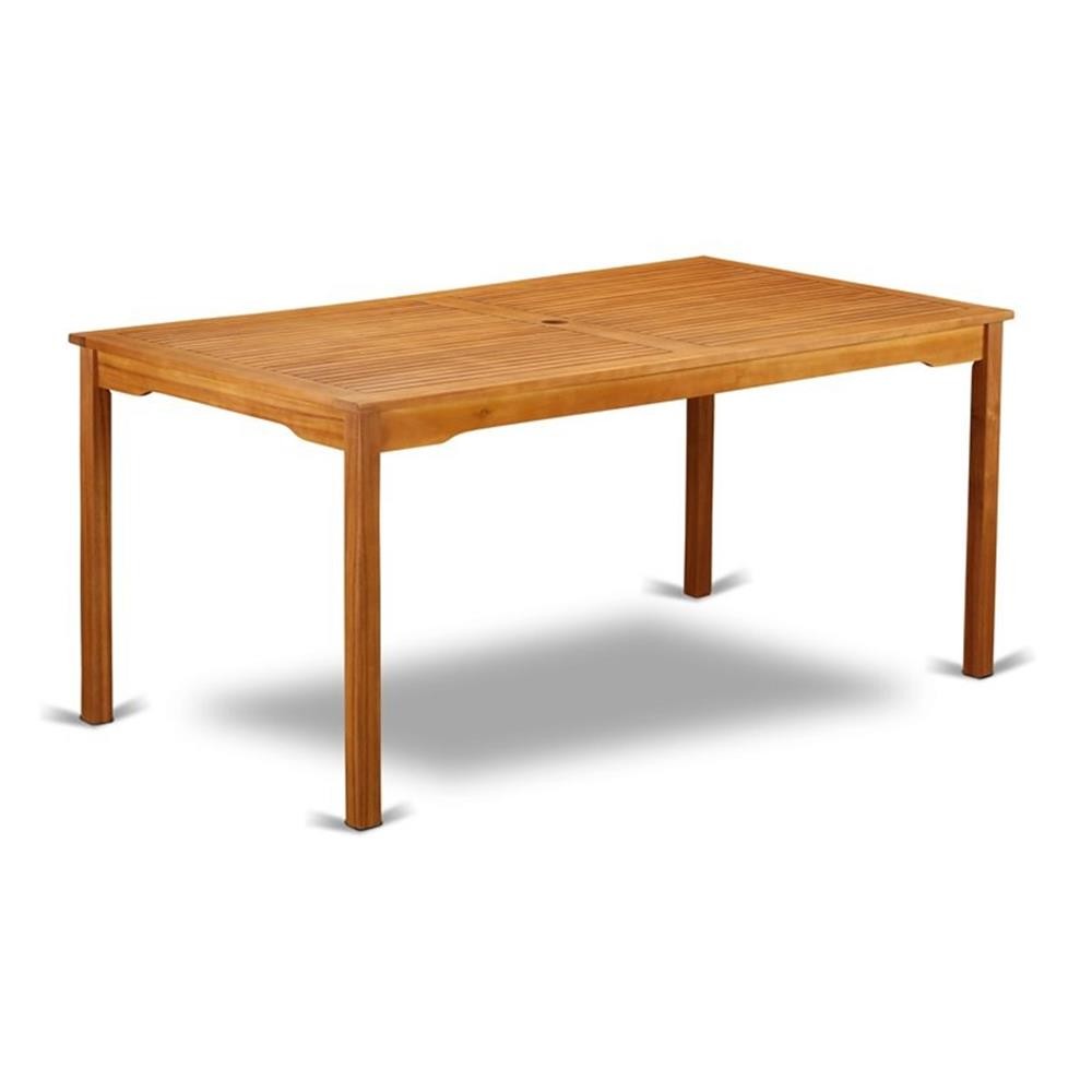 Pemberly Row Rectangular Wood Patio Dining Table in Natural Oil