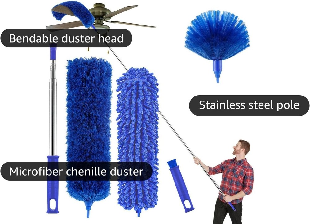 Complete Dusting Kit with Telescopic Pole - High Ceiling Cleaner and Accessories