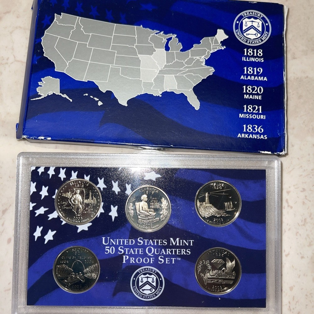 2003-S US Mint State Quarter Proof Set includes original Mint box & COA.