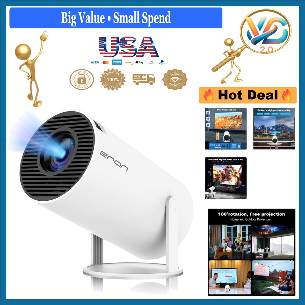 Mini Portable 4K Projector with WiFi6 Bluetooth Android 11 130 Image