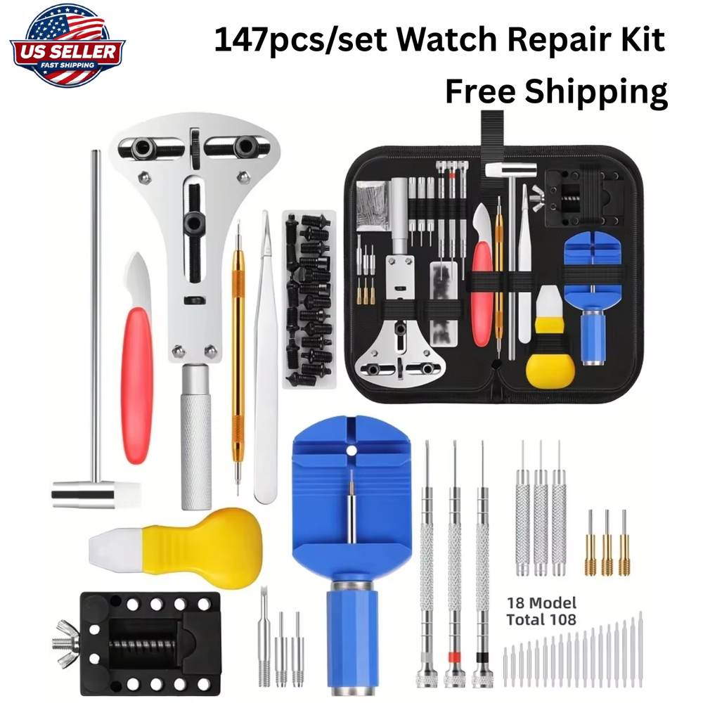 147pcs/set Watch Repair tools kit Case Remover Opener Bar Set Clock Tool