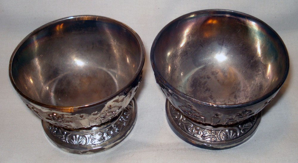 Vintage Corbell & Co Silverplate Footed Stem Sherbet Cups Goblets Chalice Salt