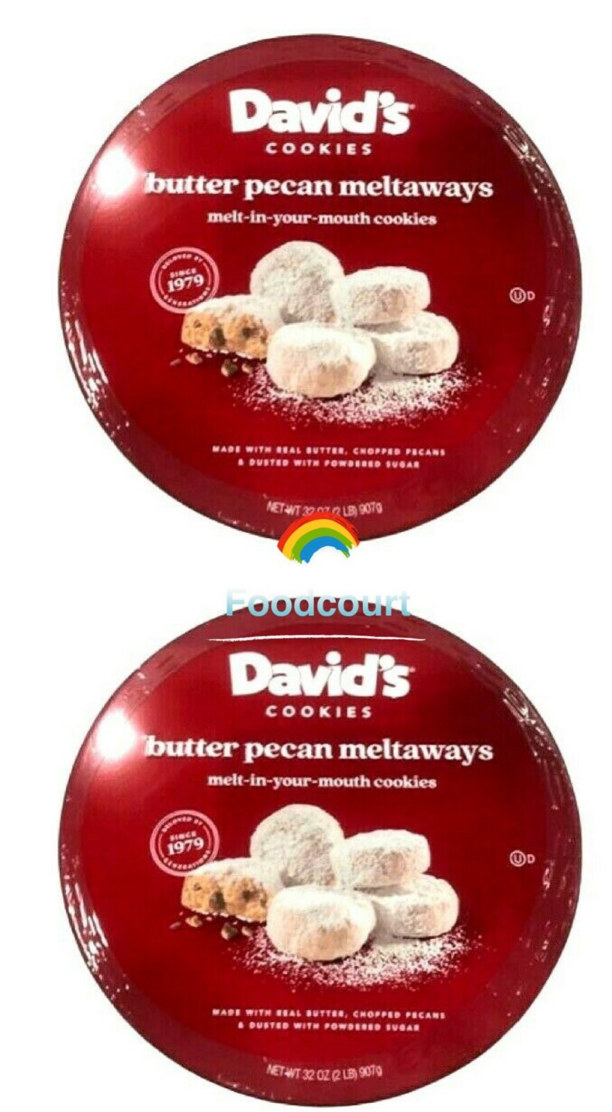 2 Packs David's Cookies Butter Pecan Meltaways 32 oz Each Pack, Total 64 oz