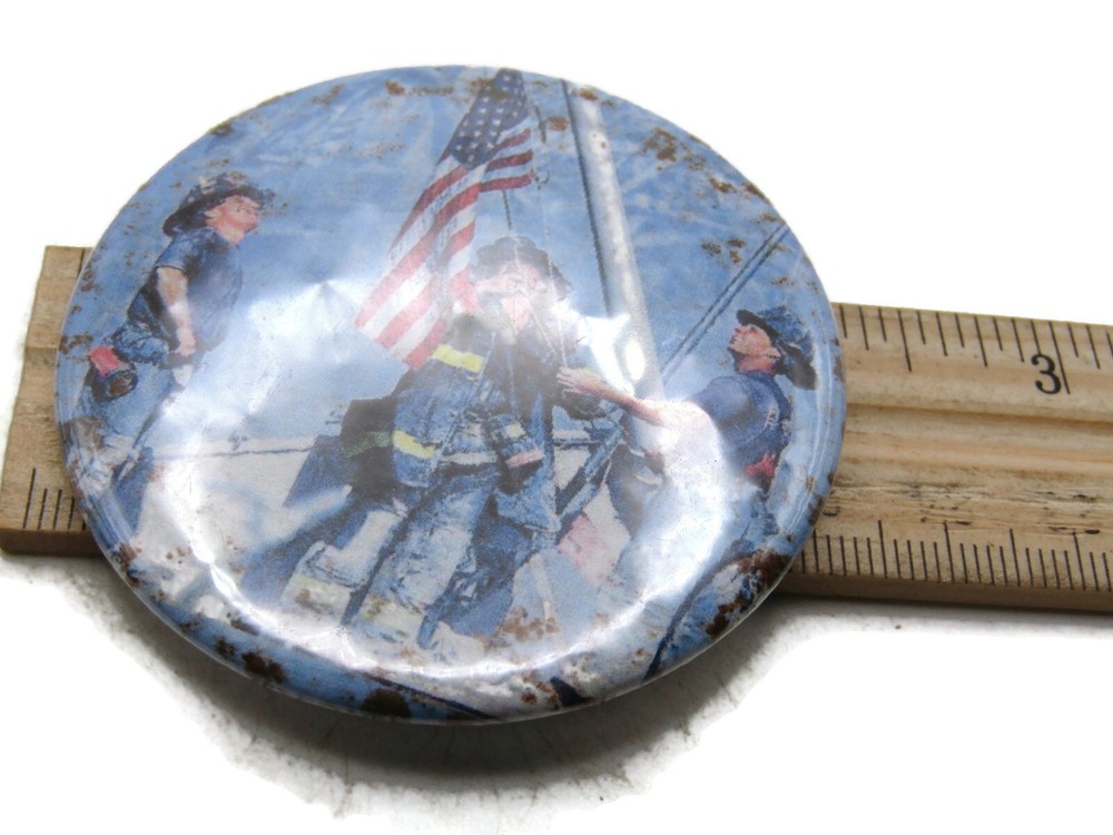 Firefighters & American Flag Button