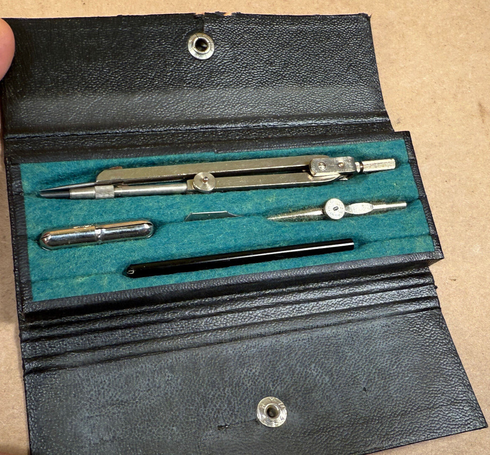 Vintage Waltham Drawing Instruments Small Case Germany Circle Drafting Compass