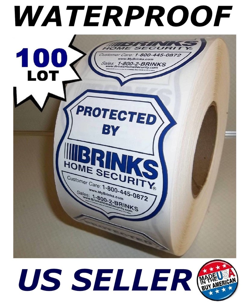 100 BRINKS HOME SECURITY WINDOW WARNING STICKER LOT