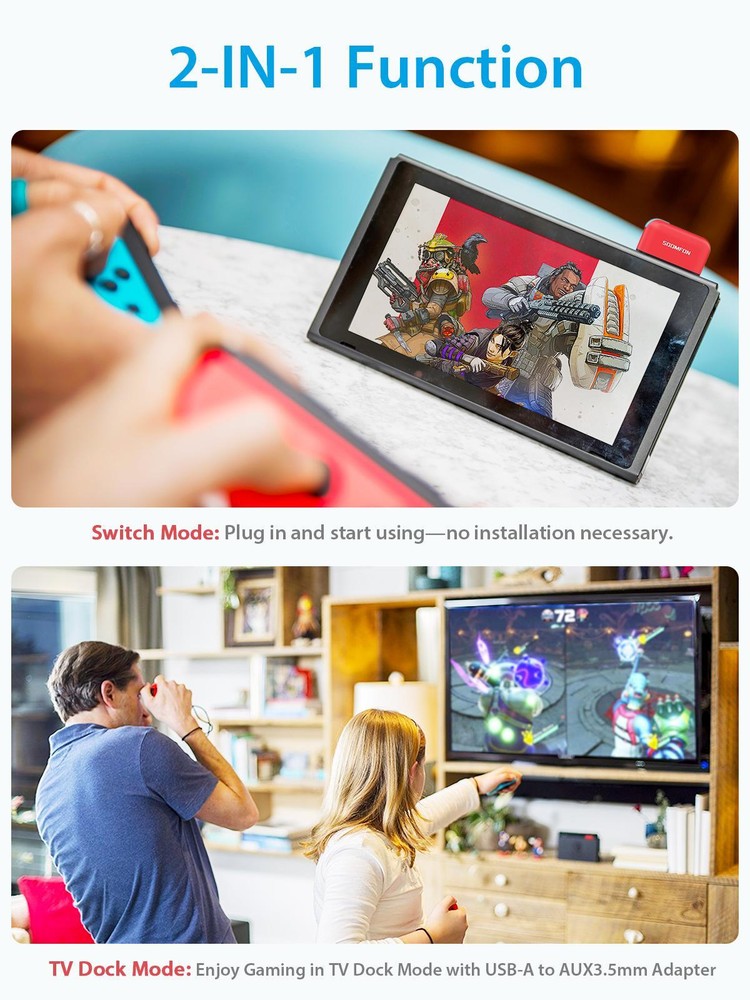 Bluetooth Transmitter Wireless Audio Adapter for Nintendo Switch Lite 3.5mm Jack