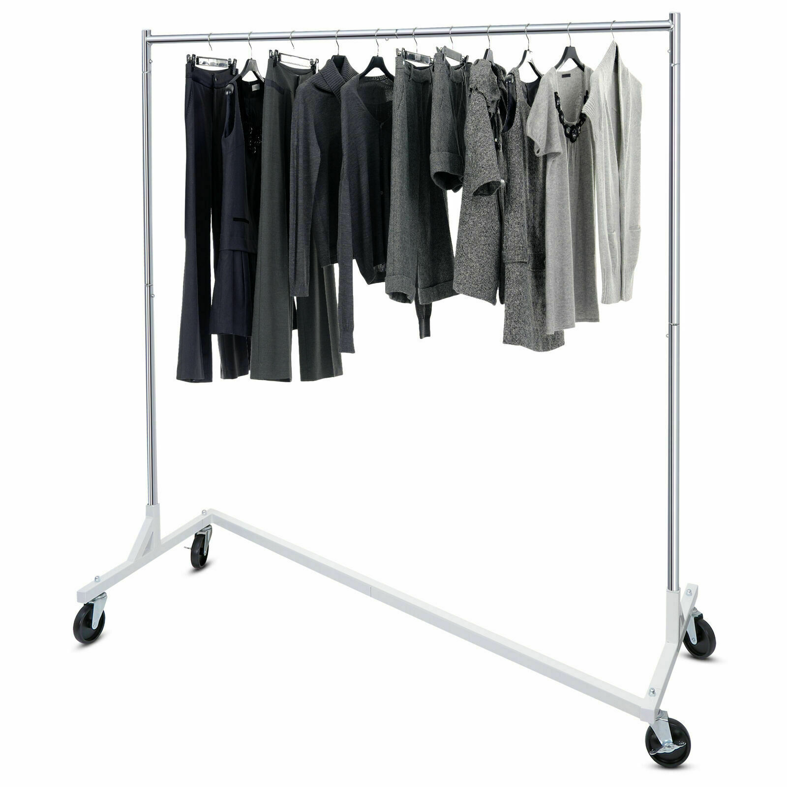 Heavy-Duty Commercial Garment Rack Rolling Z-Base Storage Clothing Shelving Rack