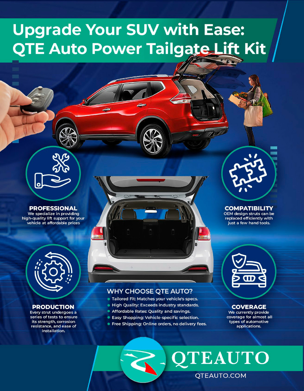 Pair 2 Rear Left-Right Tailgate Power Lift Support for 2015-2020 Chevrolet Tahoe