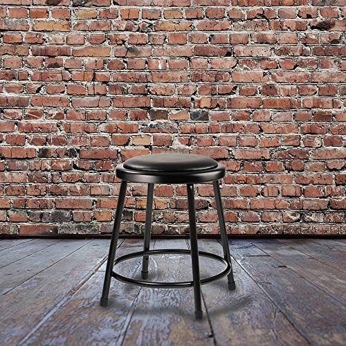 (2 Pack) Vinyl Padded Stool No Assembly Required 18" Black