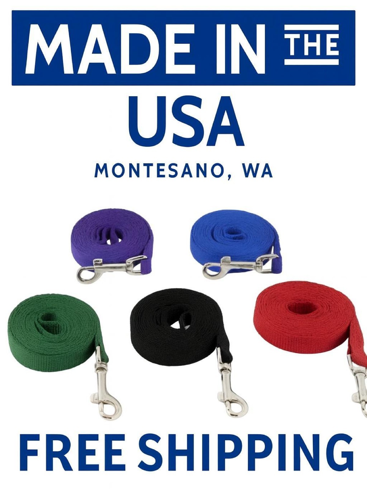 Custom Nylon Dog Leash – 1" Wide, 4ft–40ft Training Lead Many Colors Made in USA