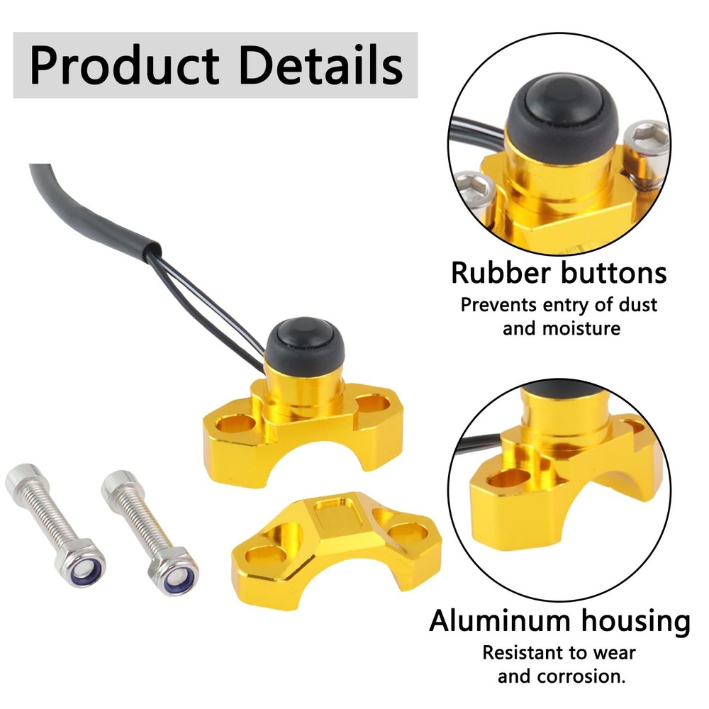 TXRXIZ Universal Motorcycle Engine Stop Start Kill Switch Gold(Black Button)