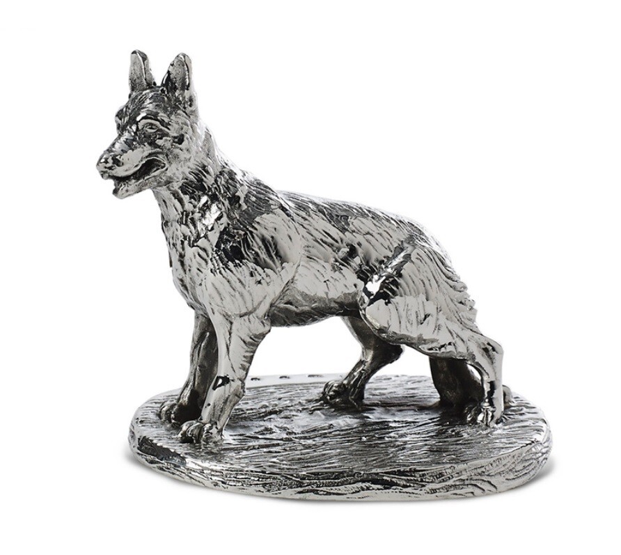 Silver ALSATION - GERMAN SHEPHERD Model - Fully Hallmarked Sterling Silver