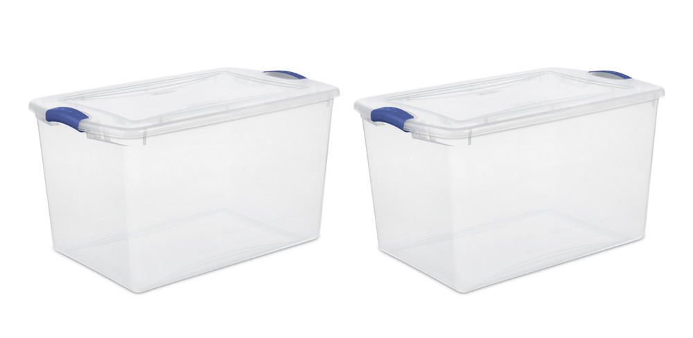 (2 Pack) Large Storage Bin, 66 Quart Clear Plastic Storage Container with Latch