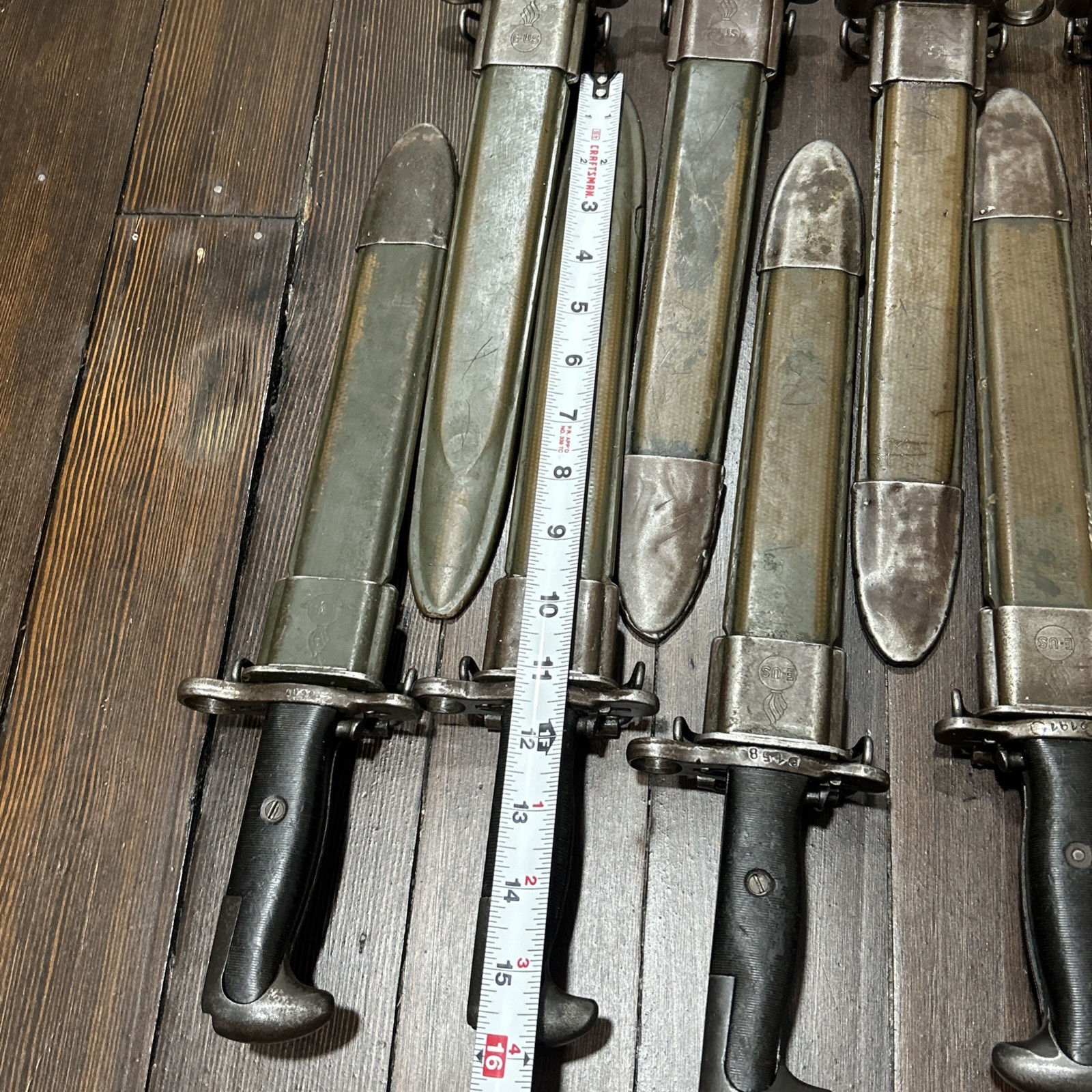 Original M1 Garand bayonet US marked w/ E-US scabbard also fits 1903 1903A3 NICE