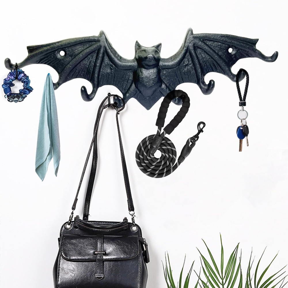 Bat Key Hooks Gothic Bat Key Rack Wall Mount Casting Iron Rustic Decorative H...