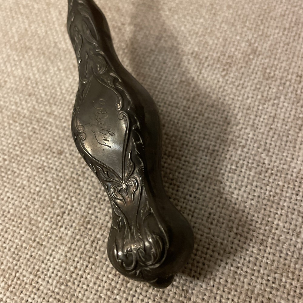 Antique Sterling Silver Button Hook Blackington Monogrammed Ruby 7.75”