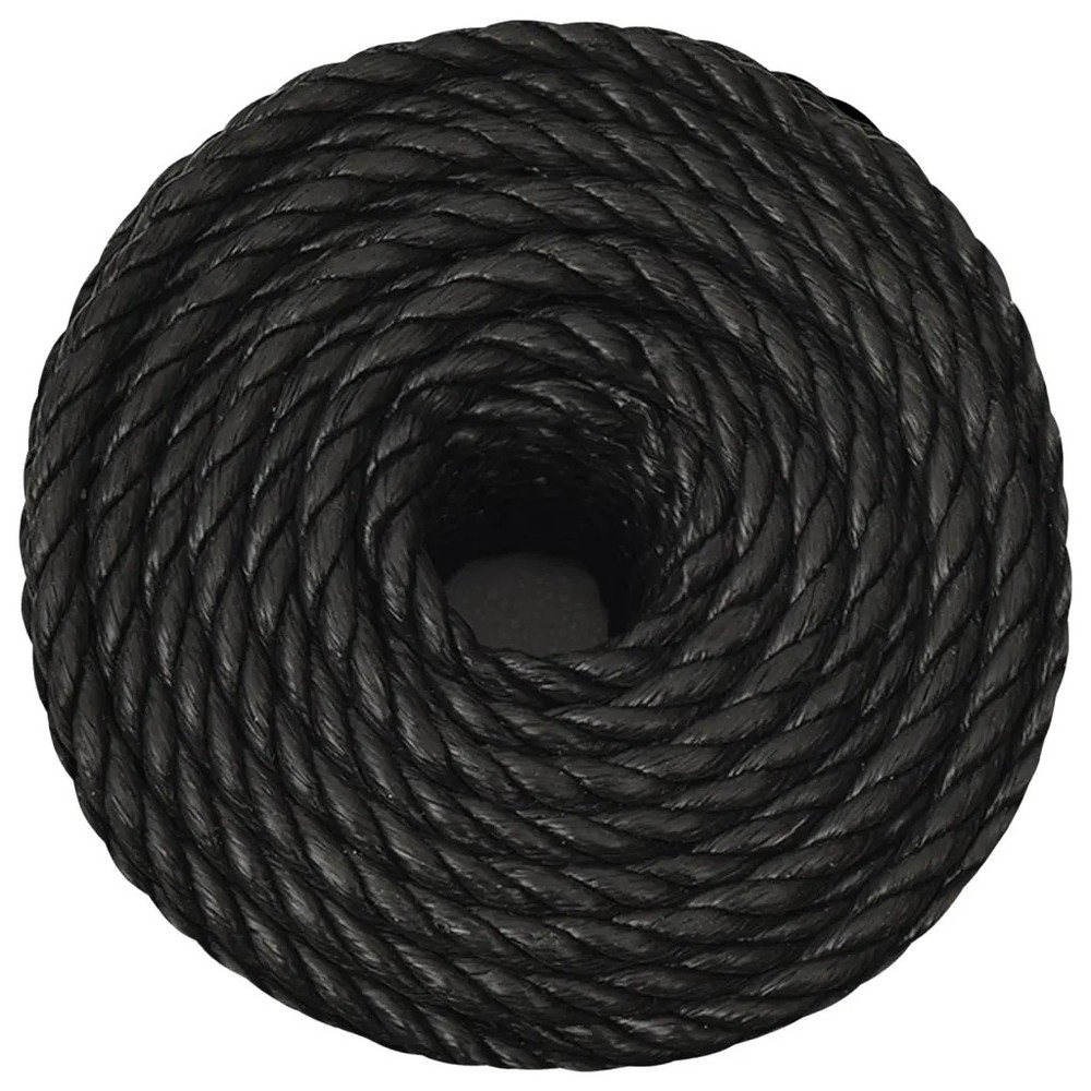 Work Rope Black 16mm x 100m Polypropylene Twisted UV Resistant Floatable Heavy D