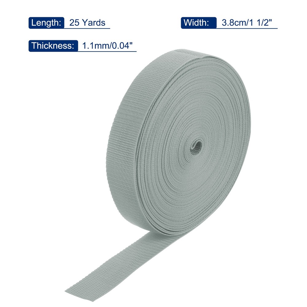 Lightweight Polypropylene Webbing Strap 3.8cm 25 Yard Light Grey