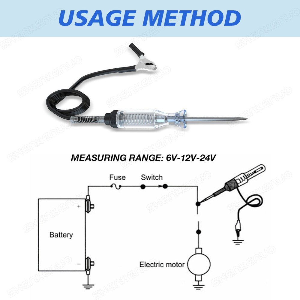 Test Light Car Circuit Tester Probe 12V 6V DC Voltage continuity Tester Car US