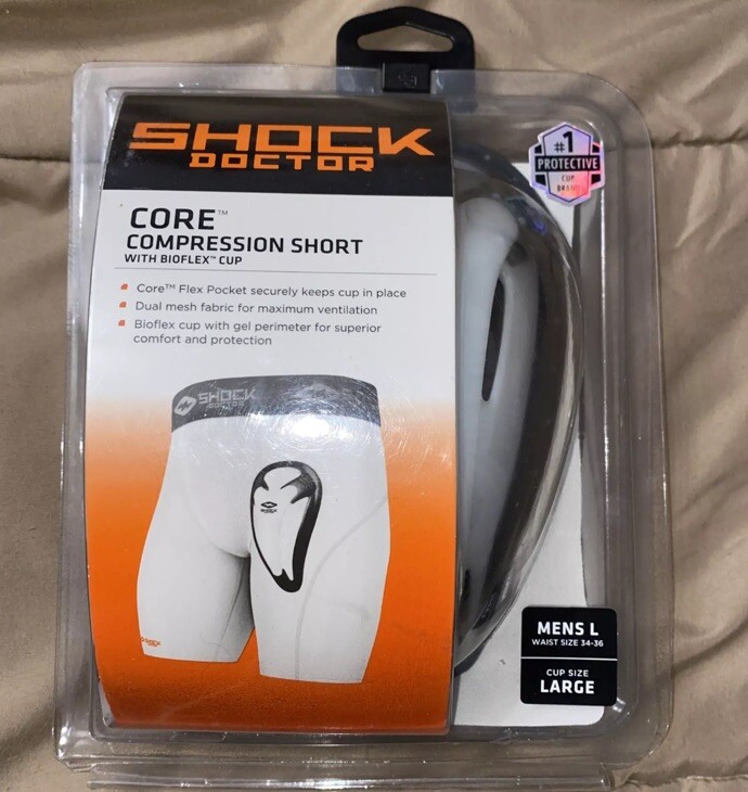 Core Compression Shorts /Athletic Cup - White Shock Doctor -New With Packaging