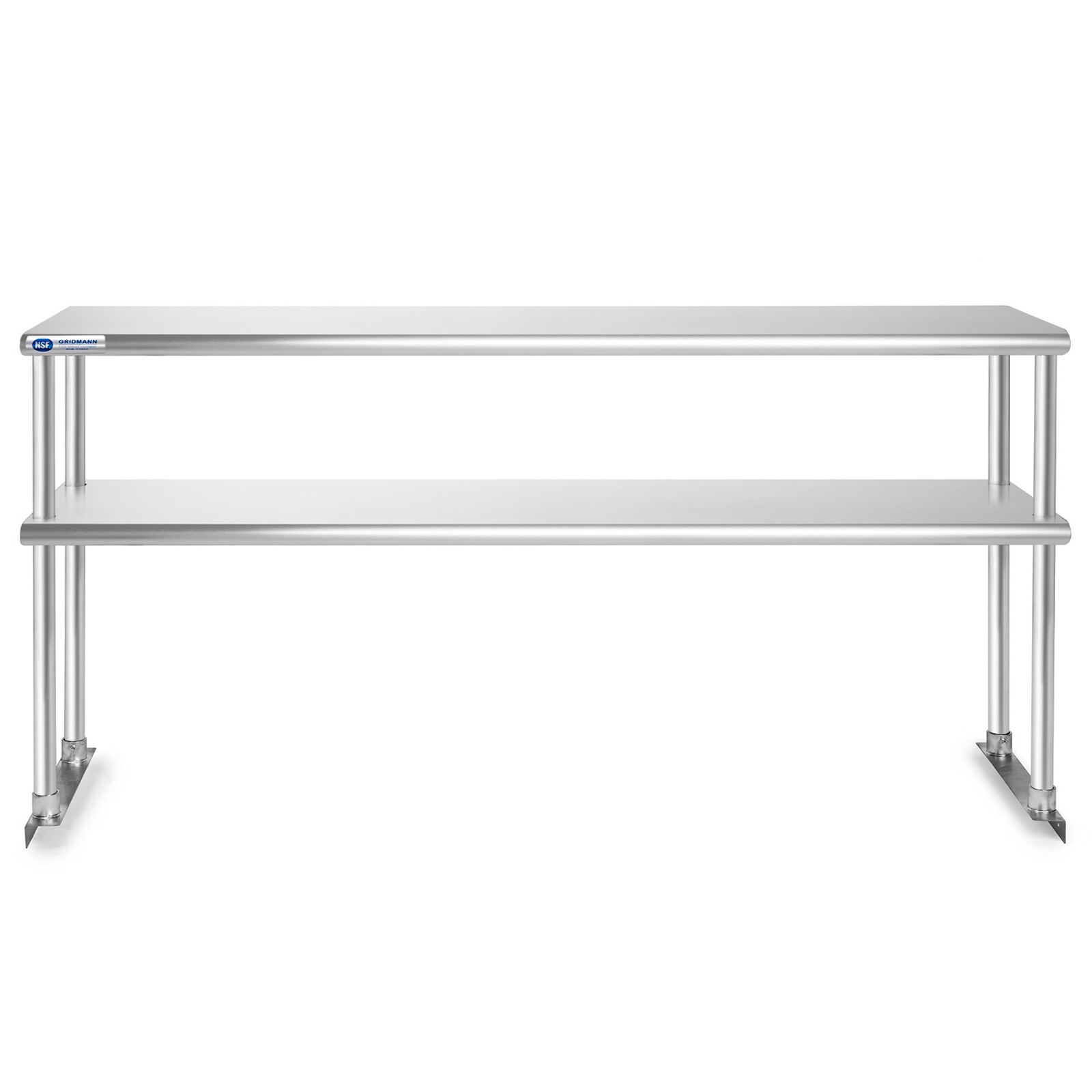 Stainless Steel Commercial Kitchen Prep Table with Double Overshelf- 30" x 72"