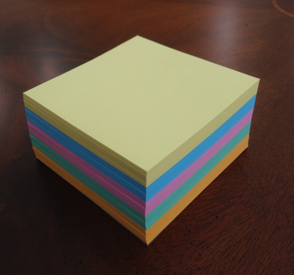 Refill Note Paper  - Loose Replacement Sheets - 4 x 4 " ( 5 Different Colors )