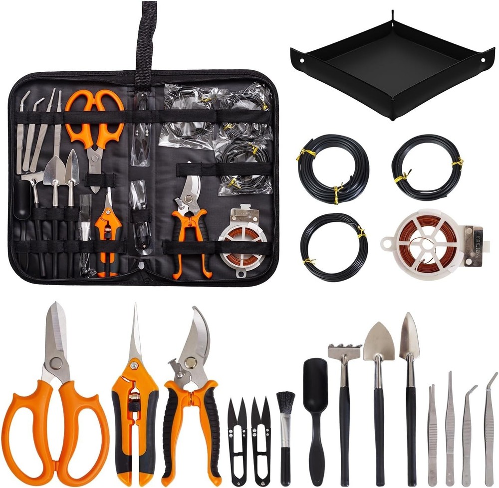 Bonsai Tools Kit 20 Pcs Garden Tools Set for Beginner, Includes Bonsai Wire Kit,