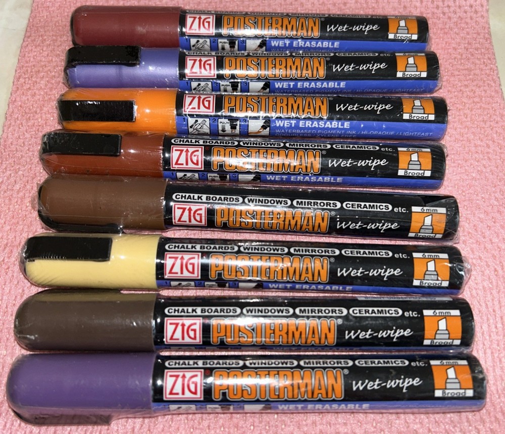 Kuretake ZIG Posterman PMA-50 Waterproof Chalk Pen – (8 Pack) Multicoloured #3