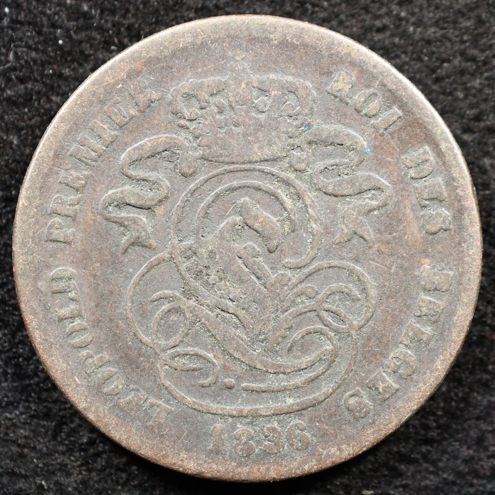 Belgium 2 Centimes 1836, Coin, Filled Die Error, Inv#E959