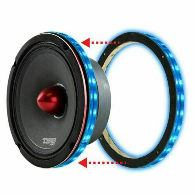 4pcs 8'' Smart RGB Color Chasing LED Car Audio Speaker Ring Lights APP + Remote
