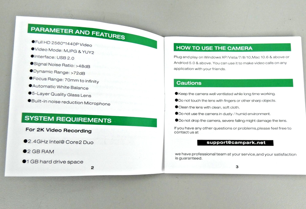Campark PC05 2K Webcam w/Microphone, QHD Streaming Computer Camera w/ AutoFocus