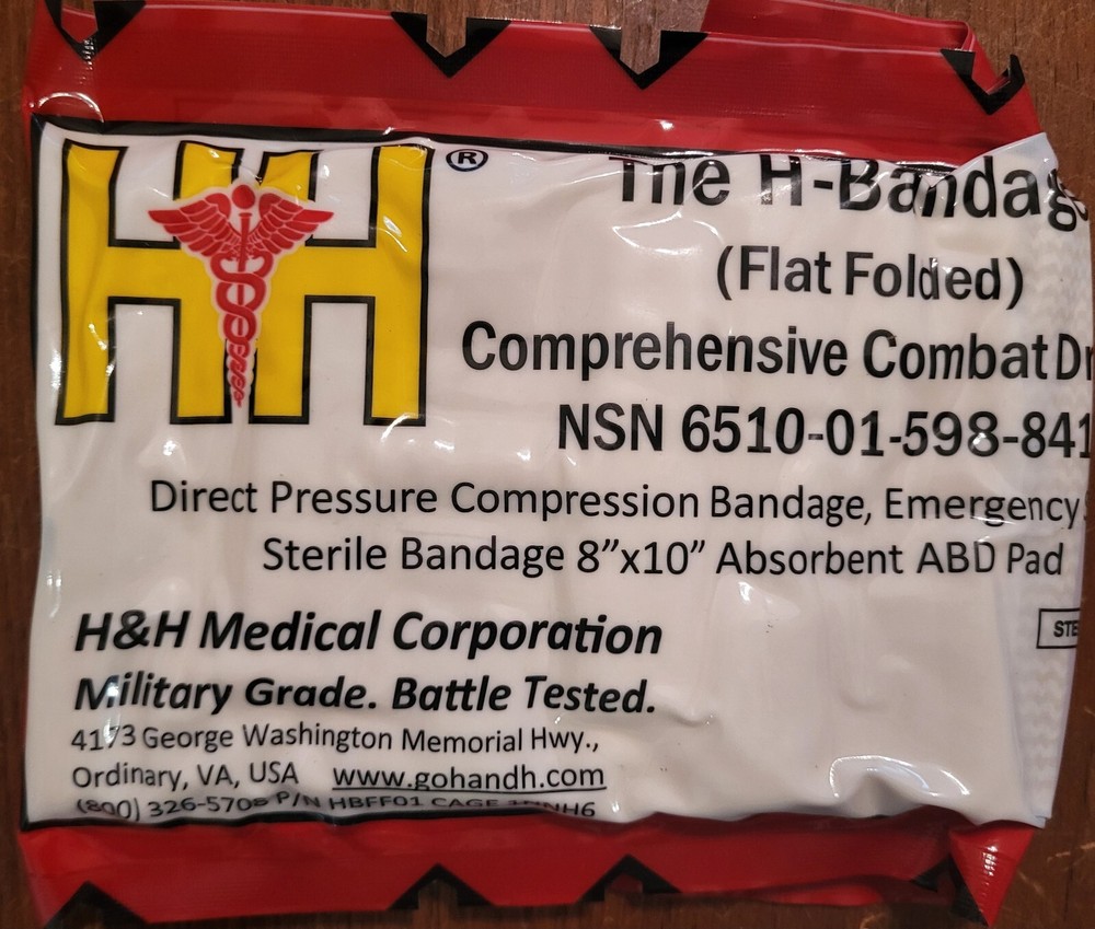 Military Issued H-Bandage Comprehensive Combat Dressing