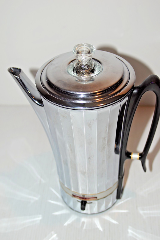 Vintage General Electric Chrome Automatic Coffee Percolator Art Deco    Mint