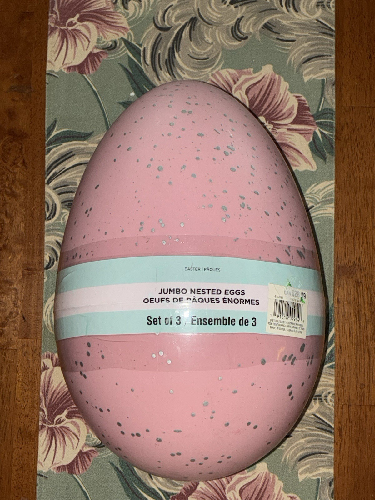 Jumbo Plastic EASTER EGGS Set of 3 NESTING Bright Pink 13” ~ NEW