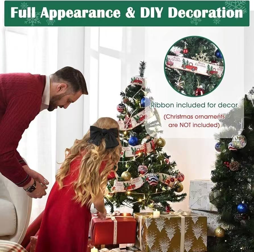 4FT Hinged Artificial Christmas Pine Tree with 200 Dense Branches, easy assembly