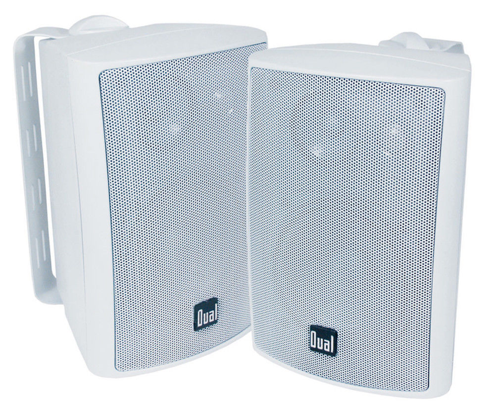 Dual 3-Way Wired Indoor/Outdoor White Speakers (PAIR)