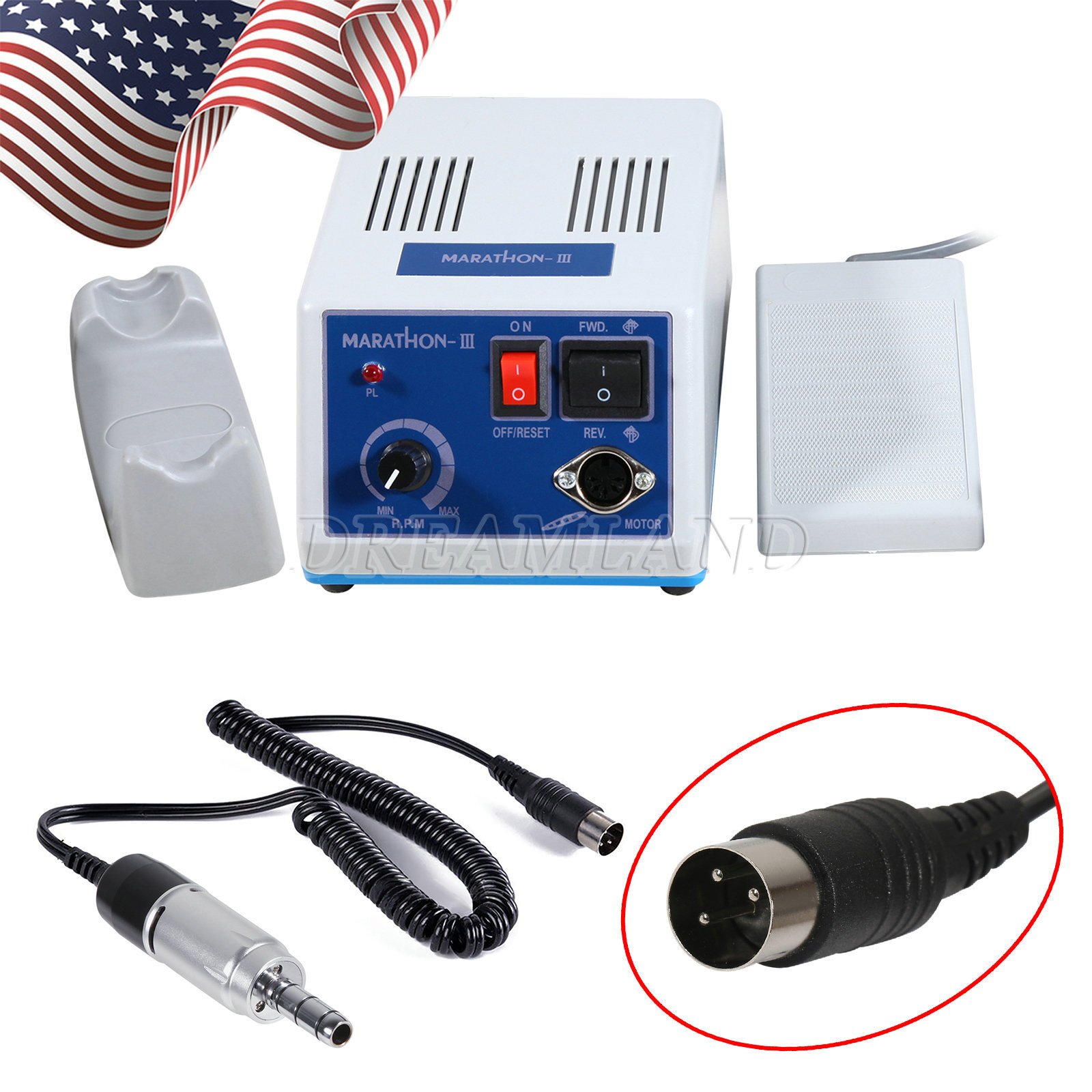 Dental Lab Marathon Electric Micromotor Polishing Unit + 35K rpm Motor Handpiece