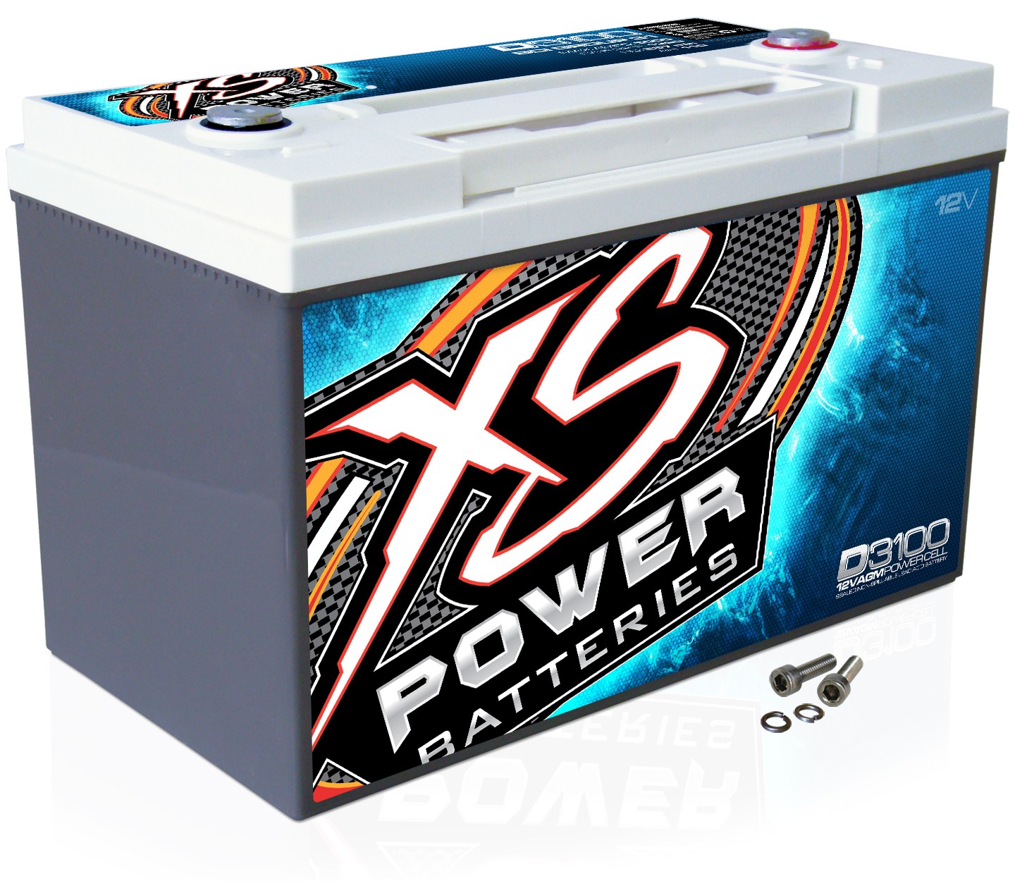 XS Power D3100 5000 Amp AGM Power Cell Car Audio Battery + Terminal Hardware