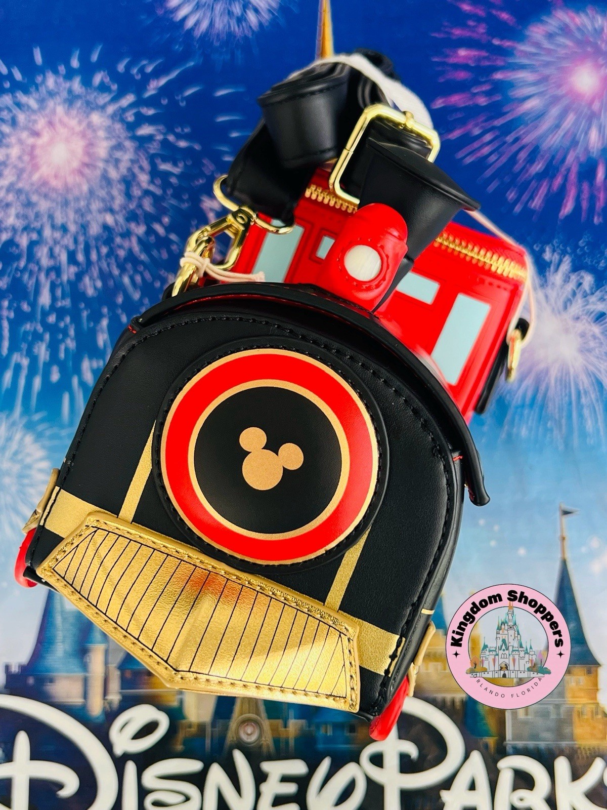 2026 Disney Parks Loungefly Railroad Train Mickey Minnie Mouse Crossbody Bag New