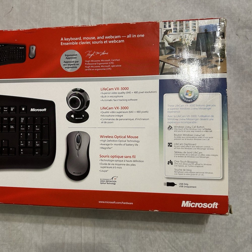 Microsoft Communication Pack 3000 Keyboard, Optical Mouse & LifeCam VX-3000 NEW