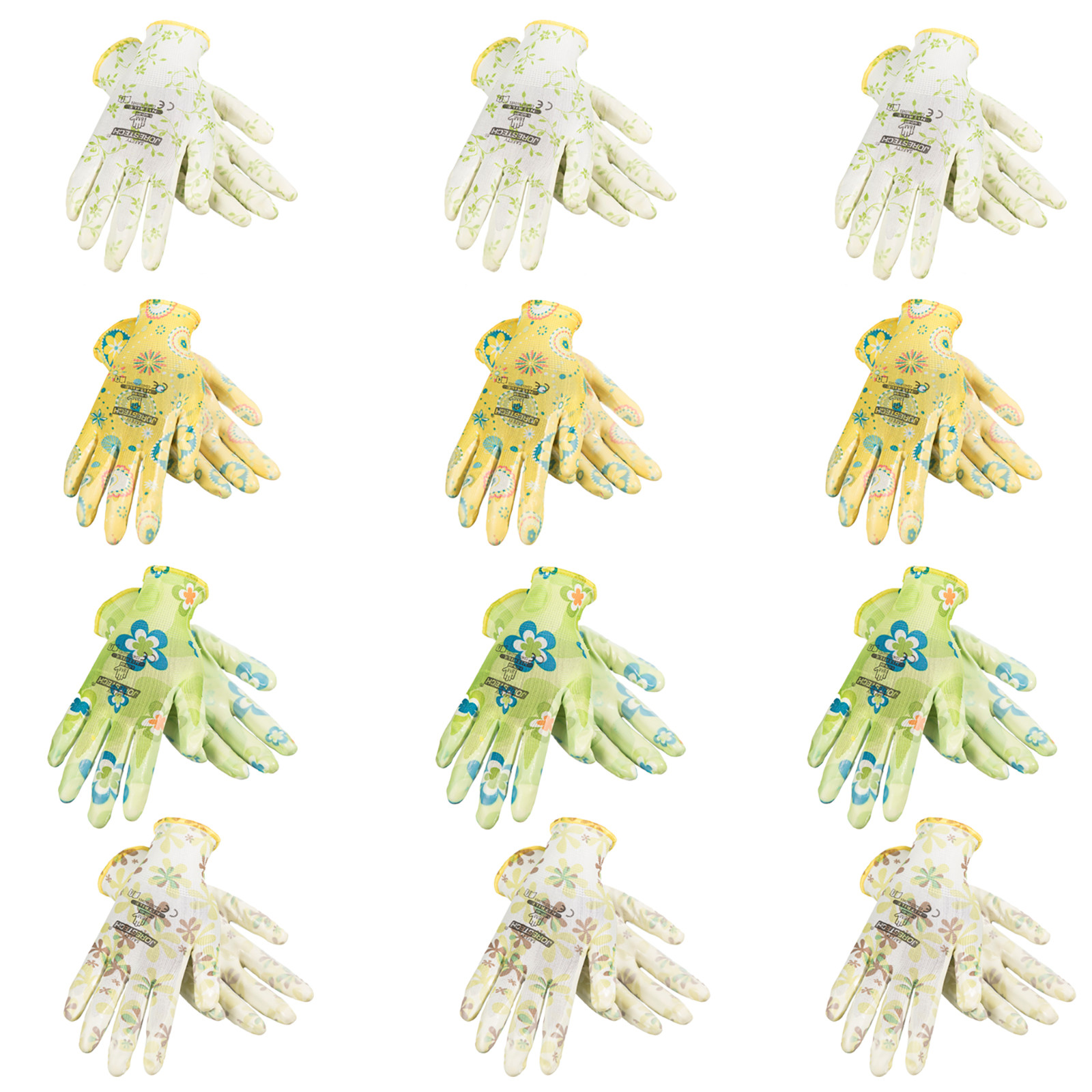 Garden Gardener Gardening Gloves Yard Nitrile Knit Wrist 12 pack Jorestech