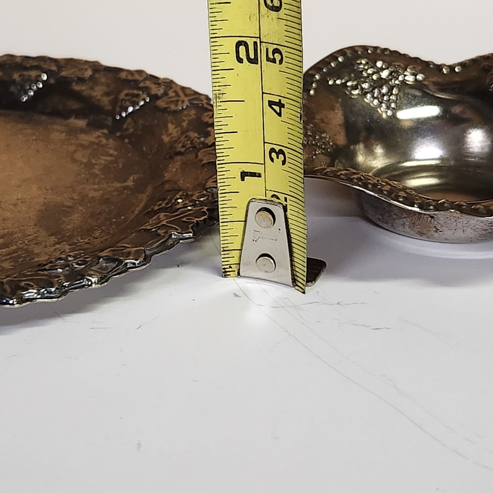 Two Small Silver Plated Trinket/ Dishes Grape Pattern Hong Kong