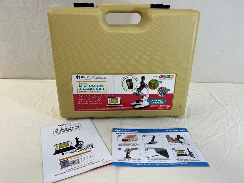 IQ Crew 85-Piece Microscope AND CAMERA Set 1200X STEM Educatonal Complete