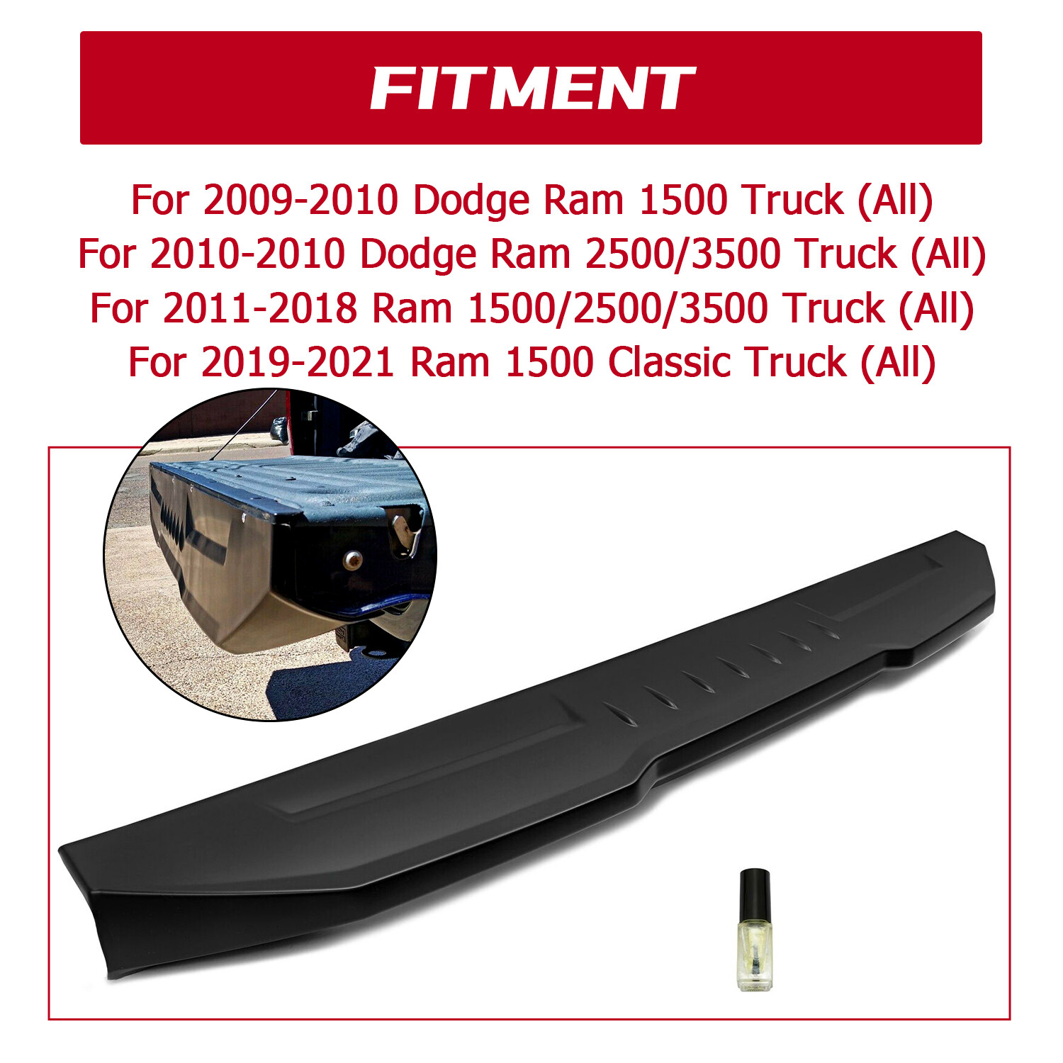 HECASA For 2009-2021 Dodge Ram 1500 2500 3500 Truck Tailgate Spoiler Cover
