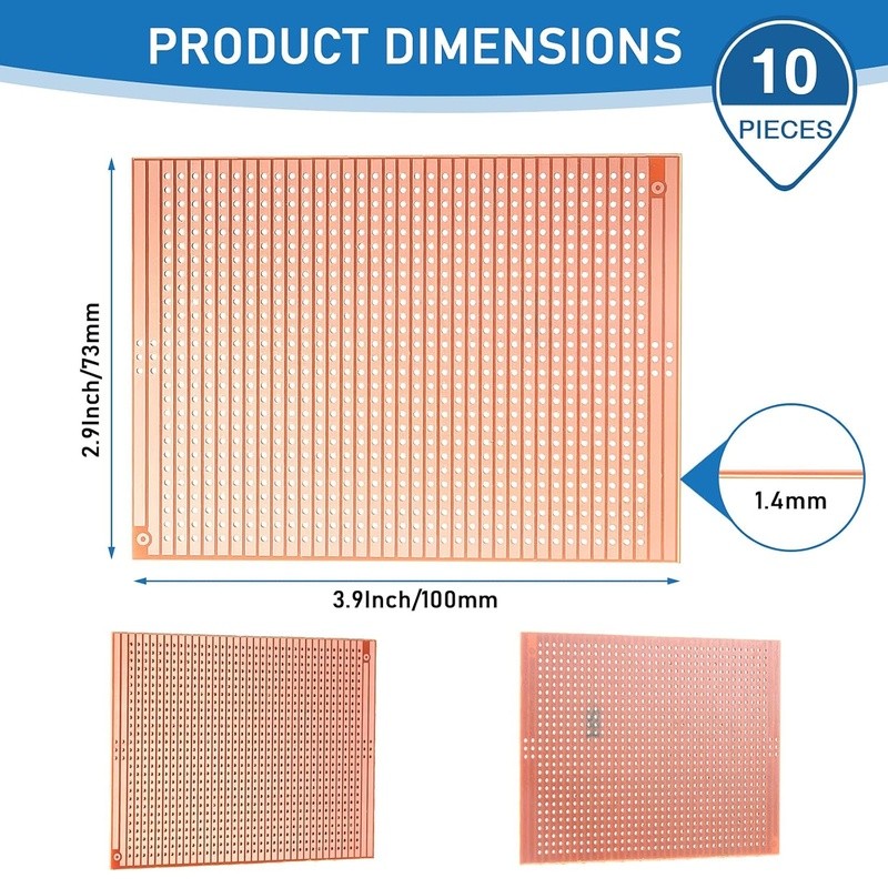 10 Pack Copper Strip Prototype Boards Easy Soldering PCB DIY Electronic Projects
