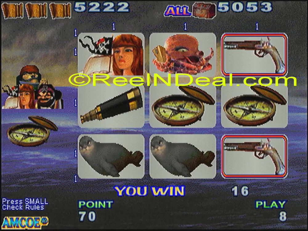 Amcoe Devil Island Cherry Master 8-Liner Slot Machine Optional Skill Spin & Hold